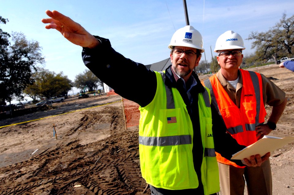 US Navy 100323-N-9818V-005 Master Chief Petty Officer of the Navy (MCPON) Rick West tours the construction site of the Armed Forces Retirement Home in Gulfport, Miss