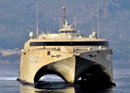 US Navy 100324-N-0780F-069 High Speed Vessel Swift (HSV-2) arrives in Souda Bay for a routine port visit