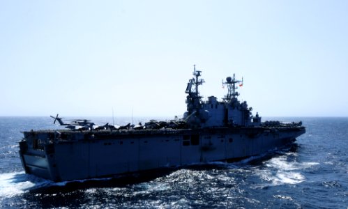 US Navy 100326-N-7948R-184 The amphibious assault ship USS Peleliu transits the coast of Southern California while conducting composite training unit exercise (COMPTUEX)