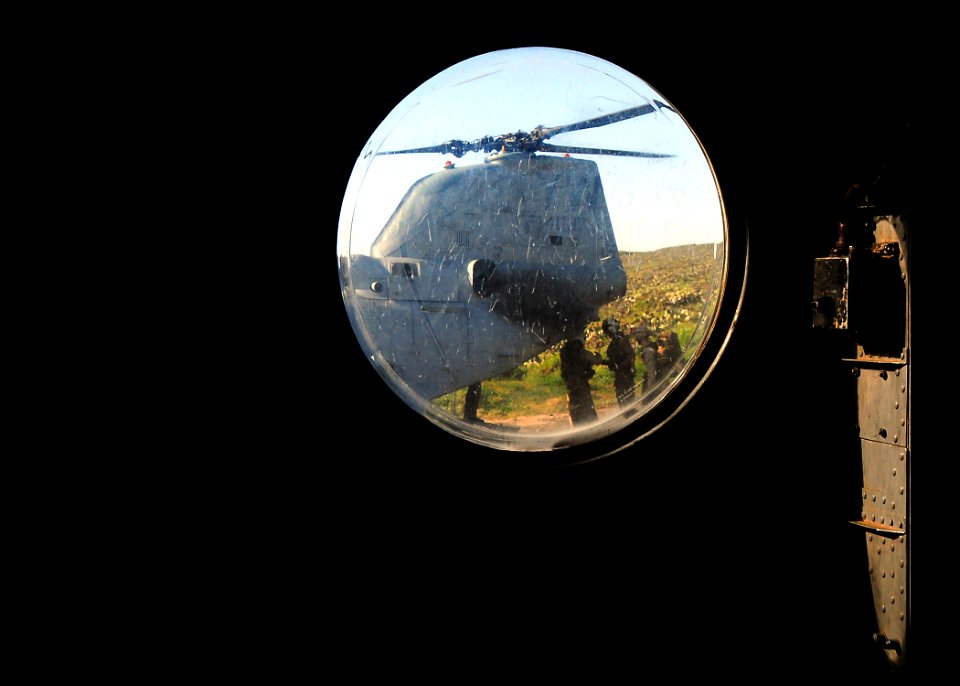 US Navy 100325-N-7948R-437 Marines board a CH-46 Sea Knight helicopter at San Clemente Island