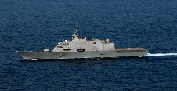 US Navy 100330-N-7058E-464 USS Freedom (LCS 1) conducts joint counter-illicit trafficking operations with the guided-missile frigate USS McInerney (FFG 8) in the U.S. 4th Fleet area of responsibility