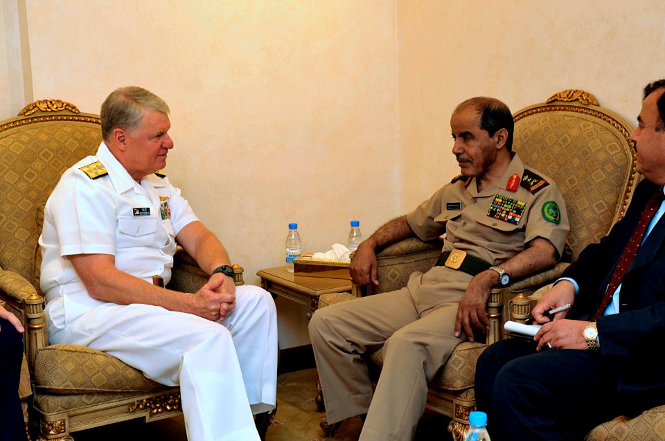 US Navy 100328-N-8273J-035 Chief of Naval Operations (CNO) Adm. Gary Roughead meets with Lt. Gen. Hussein bin Abdulla Hussein al Gobai, deputy chief of the General Staff