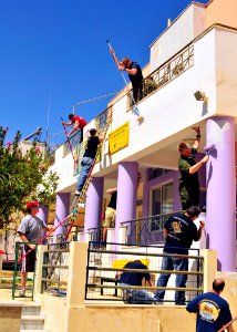 US Navy 100406-N-0780F-085 Sailors assigned to the guided-missile submarine USS Florida (SSGN 728) participate in a community service project at 4th Public Nursery School during a routine port visit to Crete