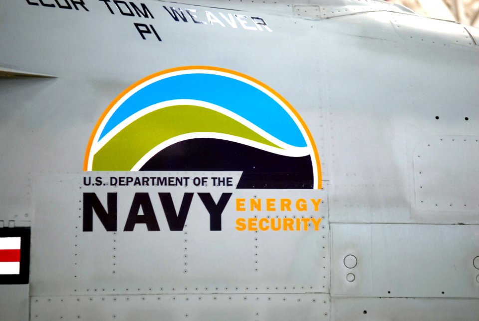 US Navy 100330-N-9565D-020 An F-A-18 Super Hornet from Air Test and Evaluation Squadron (VX) 23 with green markings and the U.S. Department of the Navy Energy Security logo