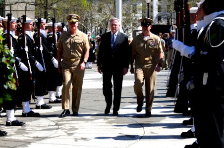 US Navy 100401-N-9818V-323 WASHINGTON (April 1, 2010) Chief of Naval Operations Adm. Gary Roughead, Secretary of the Navy (SECNAV) the Honorable Ray Mabus and Master Chief Petty Officer of the Navy (MCPON) Rick West participate