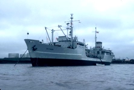 USNS Pinnebog (T-AOG-58) at anchor off Tuktoyaktuk, Canada, circa in 1973