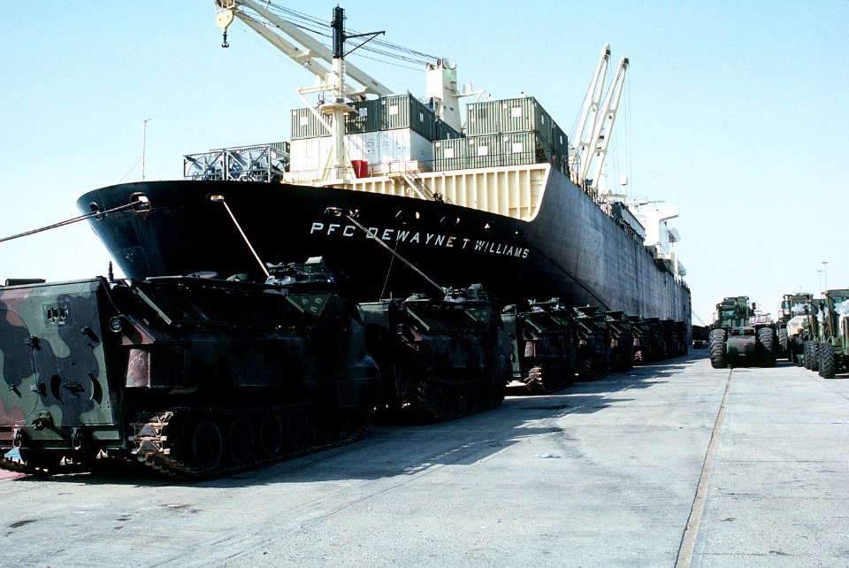 USNS PFC Dewayne T. Williams (T-AK-3009) during Operation Desert Shield