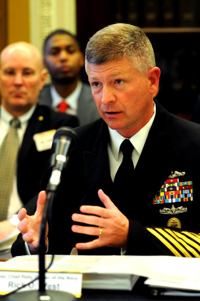 US Navy 100414-N-9818V-203 Master Chief Petty Officer of the Navy (MCPON) Rick West testifies before the House Appropriations Committee Subcommittee