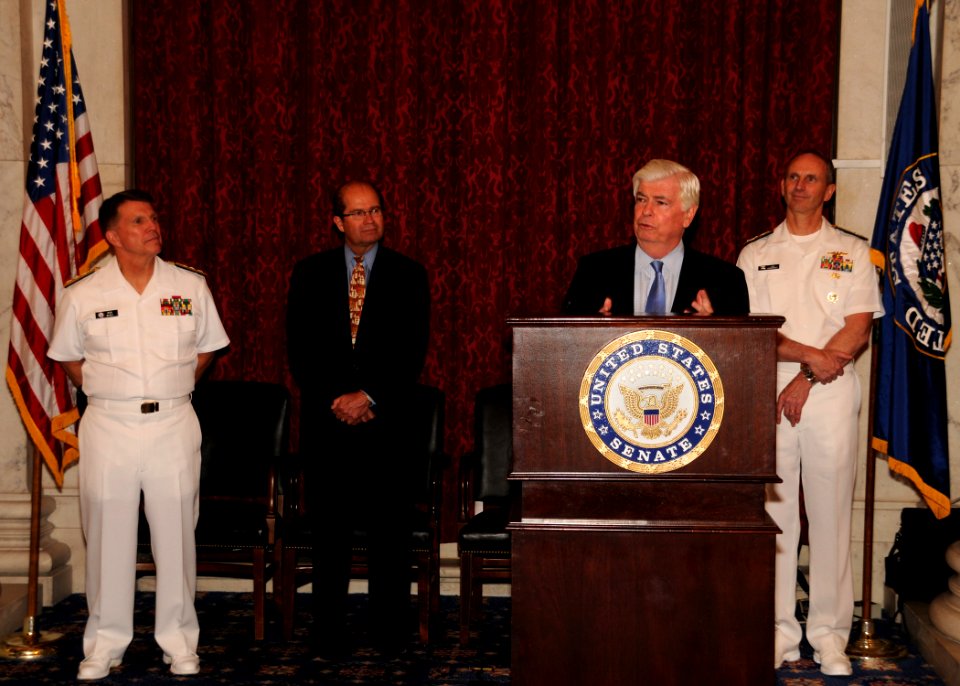US Navy 100414-N-9671T-132 Sen. Christopher Dodd delivers remarks during a commemoration reception to recognize the bicentennial of the War of 1812
