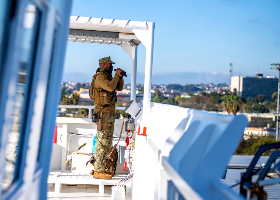 USNS Mercy Sailor Stands Watch (49770678856)