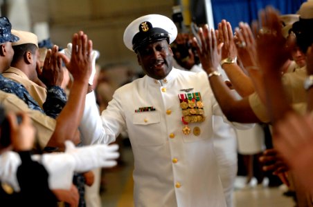 US Navy 100423-N-9818V-045 Force Master Chief Petty Officer Fred Pharr retires at the Carrier Airborne Early-Warning Squadron (VAW) 120 hangar at Naval Station Norfolk photo