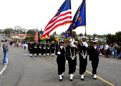US Navy 100424-N-9860Y-001 Members of the Fleet Readiness Center Northwest Color Guard march down Bayshore Drive during the Holland Happening Grand Parade