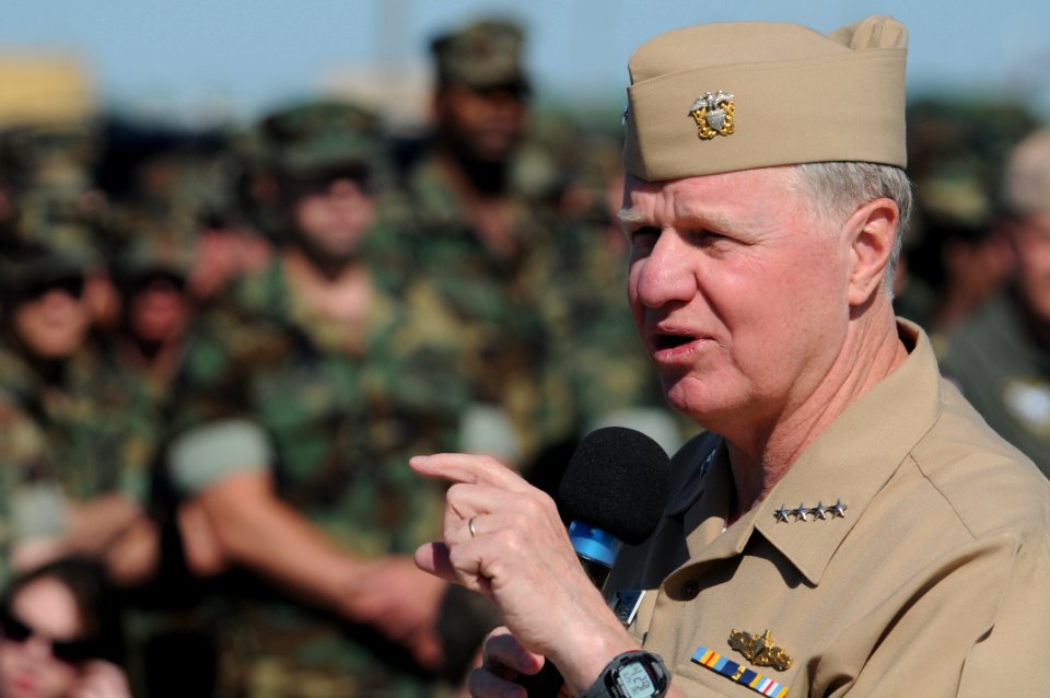 US Navy 100429-N-4267W-118 Chief of Naval Operations (CNO) Adm. Gary Roughead answers questions from Sailors assigned to Navy Expeditionary Combat Command (NECC) at Joint Expeditionary Base Little Creek-Fort Story