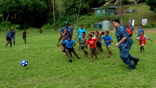 USNS Mercy crew participates in ribbon cutting ceremony for the Viani Primary School during Pacific Partnership 2015 150617-N-PZ713-431