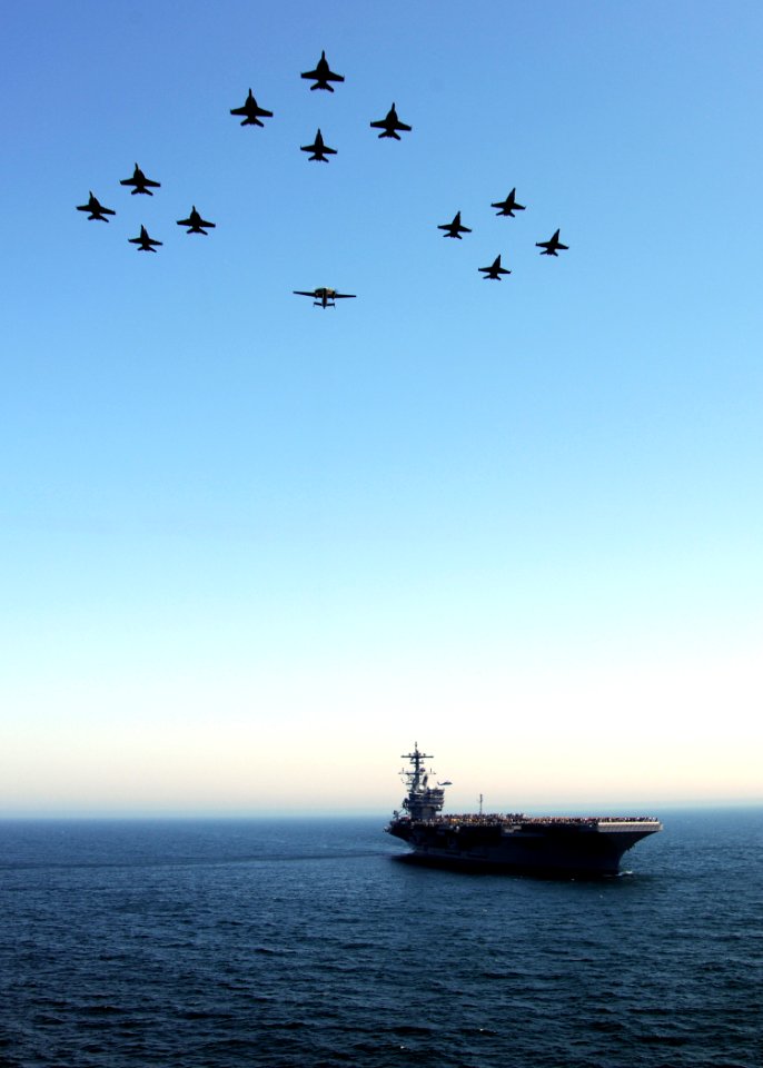 US Navy 100501-N-8913A-342 Aircraft fly over USS George H.W. Bush (CVN 77)