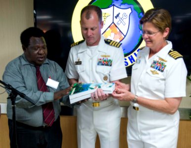 USNS Mercy holds an opening ceremony in Rabaul, Papua New Guinea During Pacific Partnership 150706-N-UQ938-080