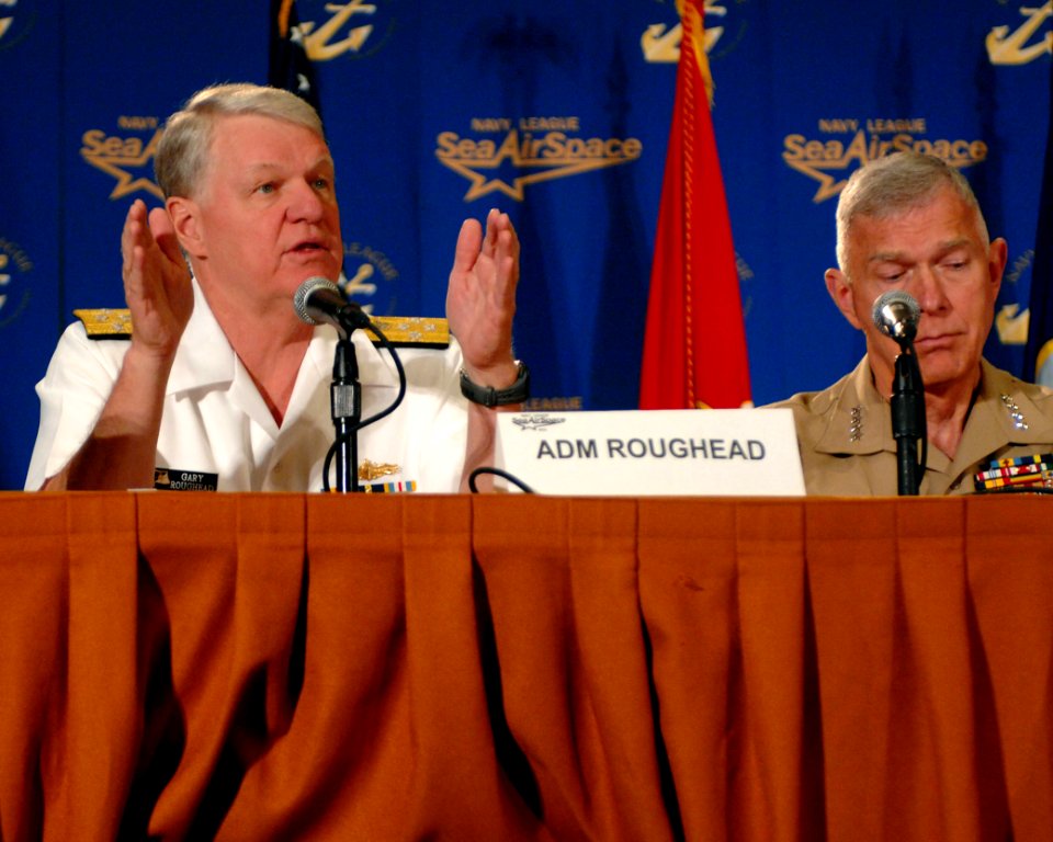US Navy 100503-N-3548M-141 Chief of Naval Operations Adm. Gary Roughead answers audience questions during the Service Chiefs' Panel at the Navy League Sea Air Space 2010 Exposition