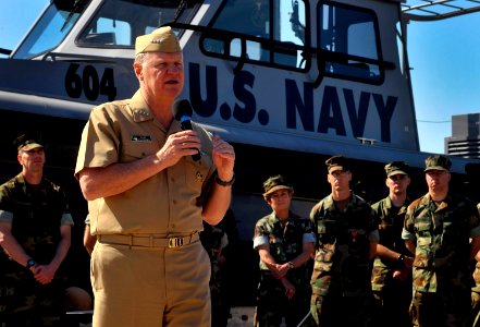 US Navy 100429-N-8273J-220 Chief of Naval Operations Adm. Gary Roughead meets with Sailors assigned to Navy Expeditionary Combat Command photo