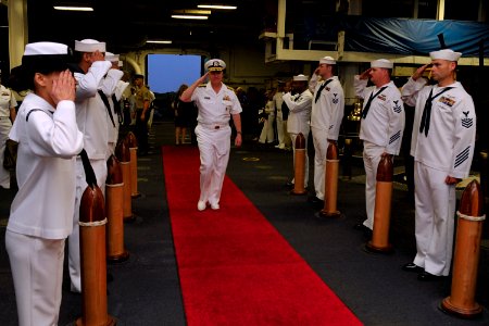 US Navy 100430-N-8273J-342 Adm. Gary Roughead departs USS Iwo Jima (LHD 7)