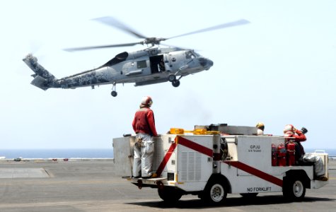 US Navy 100506-N-4236E-015 An SH-60F Sea Hawk helicopter lands on USS Dwight D. Eisenhower (CVN 69)