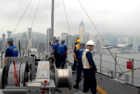 US Navy 100502-N-8335D-301 The mine countermeasures ship USS Patriot (MCM 7) arrives in Hong Kong during the ship's spring patrol