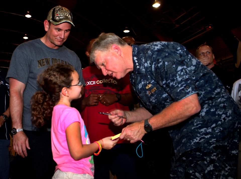 US Navy 100503-N-6046S-003 Chief of Naval Operations (CNO) Adm. Gary Roughead answers questions from Sailors and their families at Naval Support Activity Mid-South in Millington, Tenn