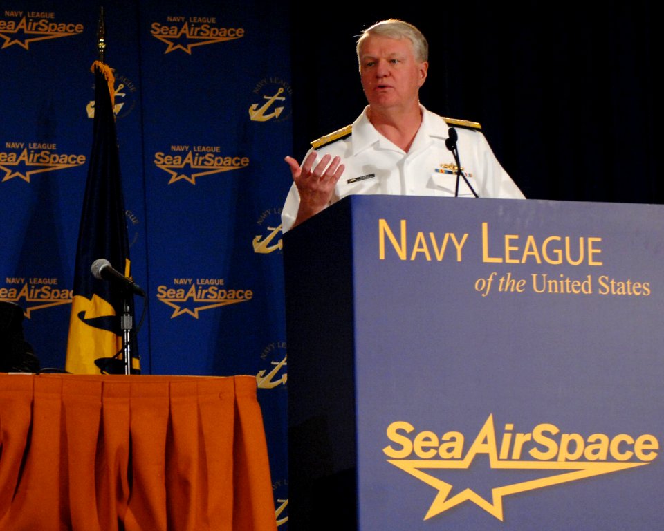 US Navy 100503-N-3548M-068 Chief of Naval Operations Adm. Gary Roughead gives his remarks during the Service Chiefs' Panel at the Navy League Sea Air Space 2010 Exposition