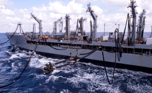 USNS Kanawha conducts a replenishment-at-sea. (8426063905)