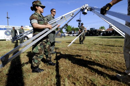 US Navy 100510-N-0775Y-017 Sailors assigned to Naval Air Station Lemoore, Calif., set up a tent to serve as an emergency operations center during Operation Parkview