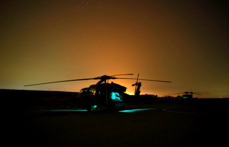 US Navy 100508-N-0490C-497 An HH-60H Sea Hawk helicopter assigned to the Red Wolves of Helicopter Sea Combat Squadron (HSC) 84 lands at Al Siniyah Airbase