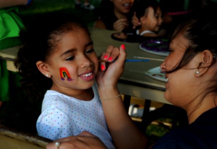 US Navy 100507-N-6046S-070 Children enjoy a free concert and face painting during a free Morale Warfare and Recreation sponsored concert at Naval Support Activity Mid-South