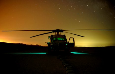 US Navy 100508-N-0490C-496 An HH-60H Sea Hawk helicopter assigned to the Red Wolves of Helicopter Sea Combat Squadron (HSC) 84 lands at Al Siniyah Airbase photo