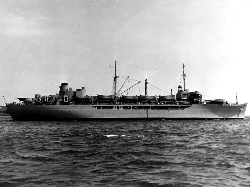 USNS General A.W. Greely (T-AP-141) underway, circa in the early 1950s (NH 61583)