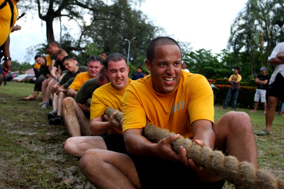 US Navy 100509-N-7699S-002 Sailors and Marines play tug-o-war during liberty against members of the Royal Brunei Navy