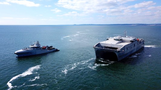 USNS Carson City (T-EPF-7) maneuvers alongside SHV Olav Tryggvason BALTOPS 2018 180611-N-PF515-002