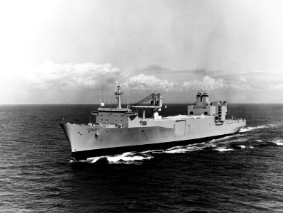 USNS Algol (T-AKR-287) underway at sea in 1984
