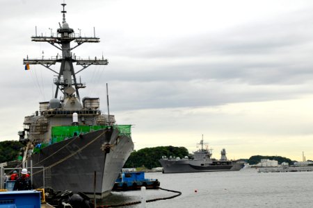 US Navy 100514-N-9123L-001 The guided-missile destroyer USS Fitzgerald (DDG 62), left, is moored at Fleet Activities Yokosuka as the U.S. 7th Fleet command ship USS Blue Ridge (LCC 19) returns from a spring deployment