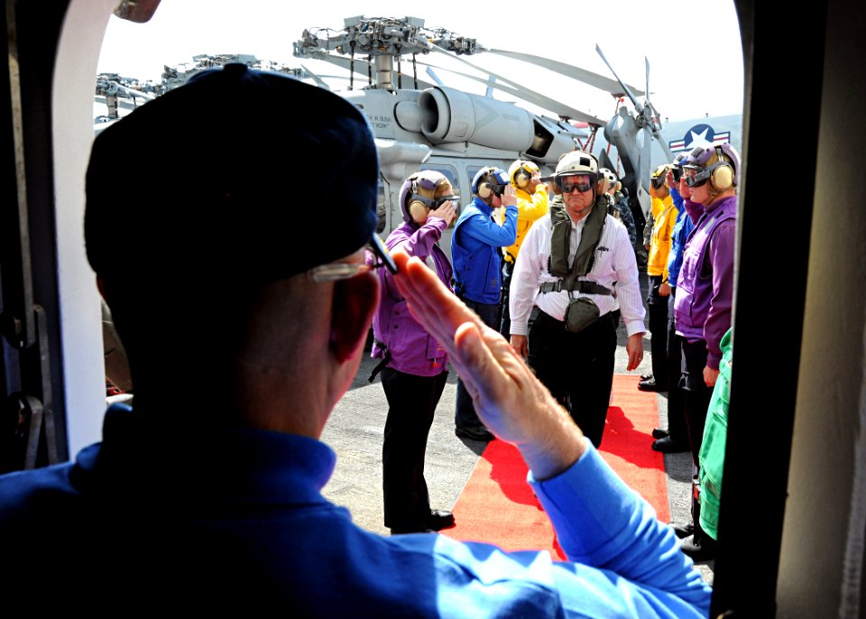 US Navy 100521-N-3885H-015 Capt. Chip Miller, commanding officer of the aircraft carrier USS George H.W. Bush (CVN 77)