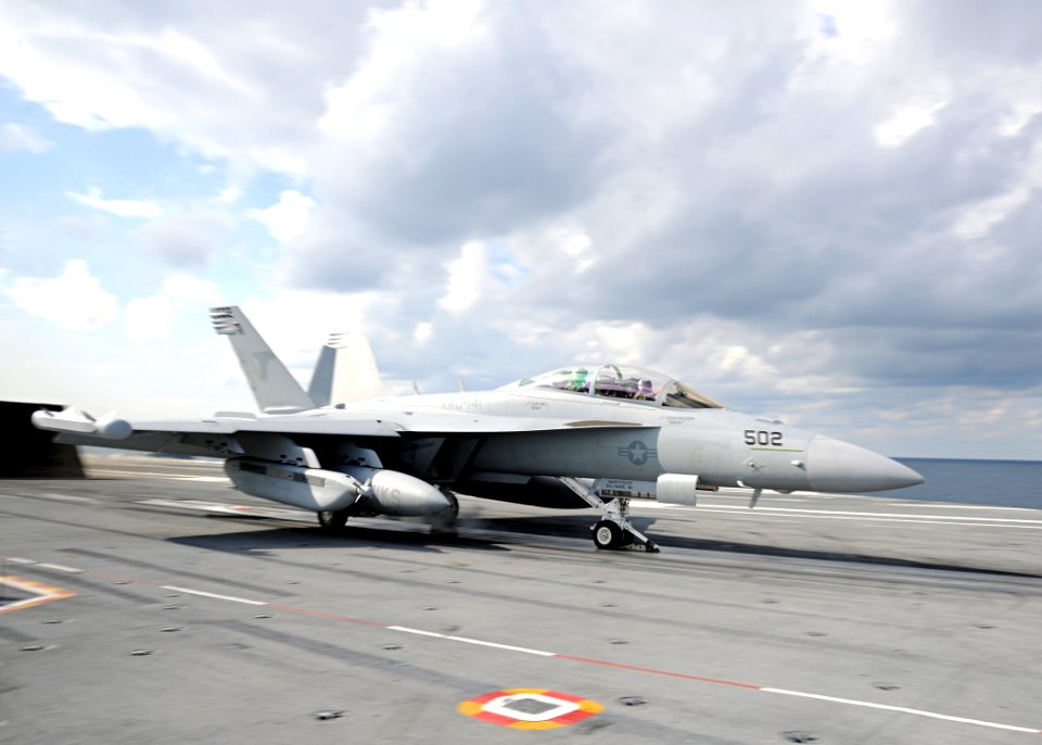 US Navy 100521-N-3885H-082 An EA-18G Growler assigned to Electronic Attack Squadron (VAQ) 141 takes off from the aircraft carrier USS George H.W. Bush (CVN 77)