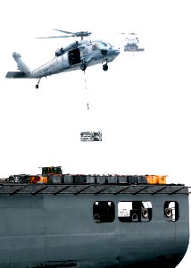 US Navy 100518-N-7908T-497 MH-60S Sea Hawk helicopters transport ammunition from USNS Lewis and Clark (T-AKE 1)