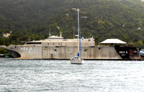 US Navy 100519-N-4971L-079 The High Speed Vessel Swift (HSV 2) is moored in Port Antonio, Jamaica photo