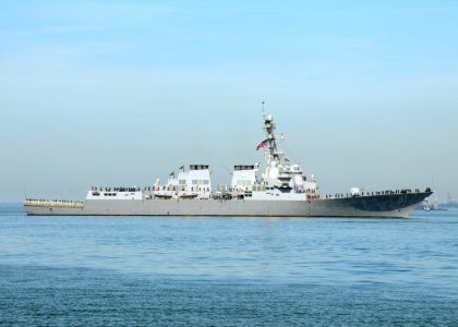 US Navy 100521-N-6764G-128 The Arleigh Burke-class guided-missile destroyer USS Winston S. Churchill (DDG 81) departs Naval Station Norfolk photo