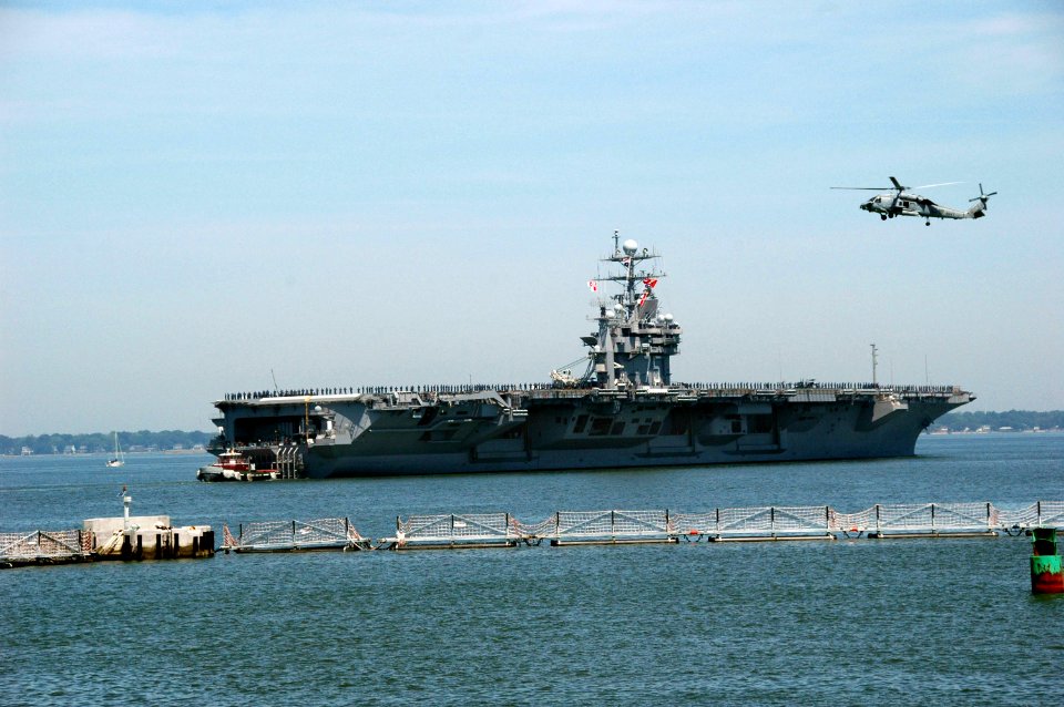 US Navy 100521-N-9806M-244 The Nimitz-class aircraft carrier USS Harry S. Truman (CVN 75) departs Naval Station Norfolk
