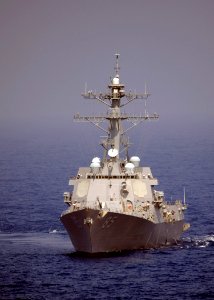 US Navy 100526-N-6720T-033 The guided-missile destroyer USS McCampbell (DDG 85) transits the western Pacific Ocean during combat system ship qualification trials with the aircraft carrier USS George Washington (CVN 73)
