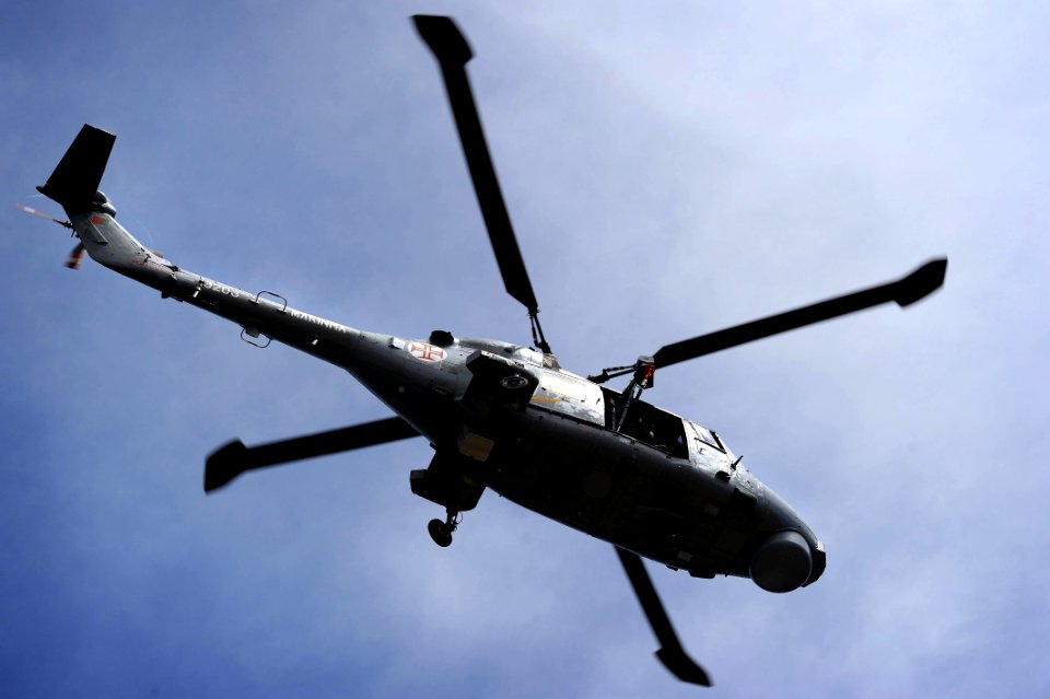 US Navy 100527-N-3136P-173 A Portuguese Navy MK-95 Lynx helicopter provides security while its visit, board, search and seizure team