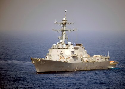 US Navy 100526-N-6720T-035 The guided-missile destroyer USS McCampbell (DDG 85) transits the western Pacific Ocean during combat system ship qualification trials with the aircraft carrier USS George Washington (CVN 73)