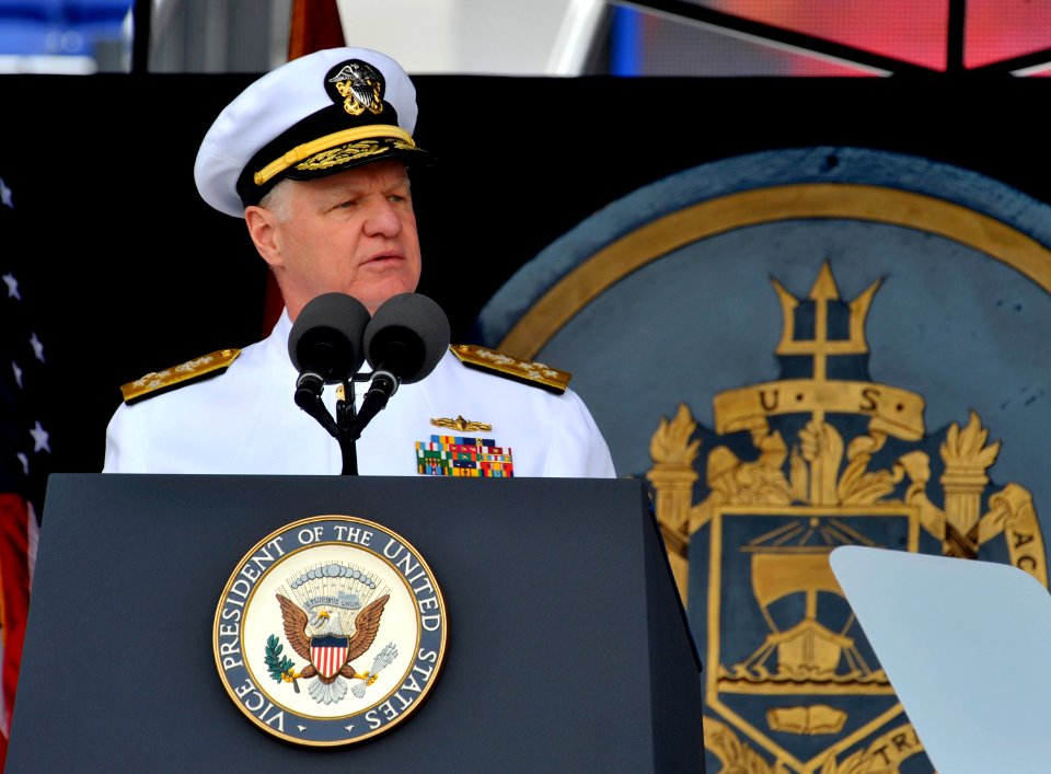 US Navy 100528-N-8273J-100 Chief of Naval Operations (CNO) Adm. Gary Roughead addresses the U.S. Naval Academy Class of 2010 during the graduation and commissioning ceremony