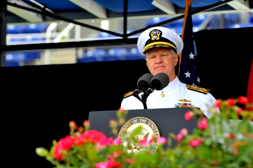 US Navy 100528-N-8273J-110 Chief of Naval Operations (CNO) Adm. Gary Roughead addresses the U.S. Naval Academy Class of 2010 during the graduation and commissioning ceremony