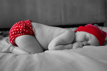 Black and white sleeping nursery photo