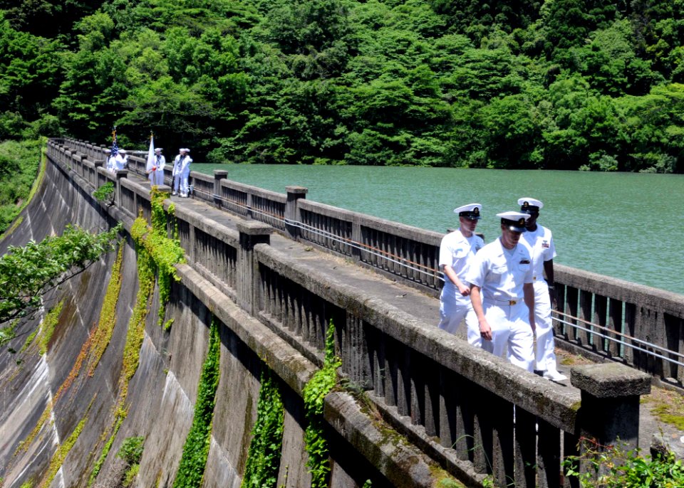 US Navy 100530-N-5538K-002 Sailors assigned to Fleet Activities Sasebo visit the Soto Dam Facility after a memorial ceremony for the American prisoners of war